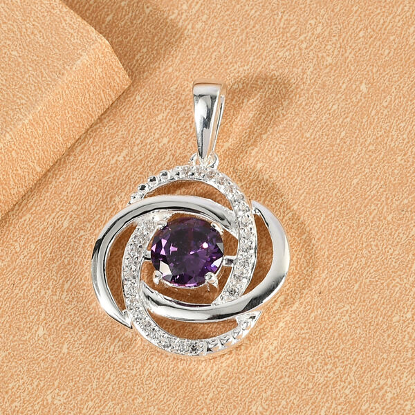 LUSTRO STELLA - Amethyst und Wei&szlig;er Zirkonia Anh&auml;nger 925 Silber image number 3