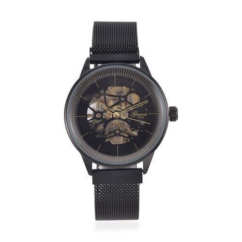 GENOA Automatik Mechanische Uhr mit Schwarzem Sonnenschein-Hohlzifferblatt und Modernem Minimalistischem Runddesign image number 0