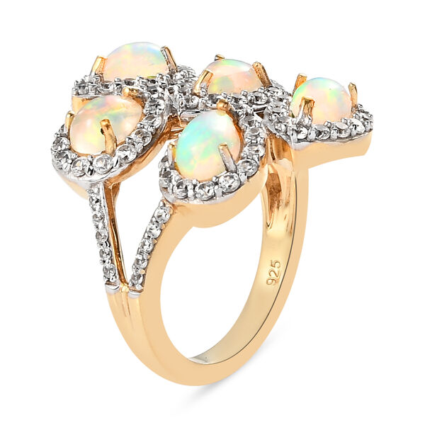 Nat&uuml;rlicher, &auml;thiopischer Opal und Zirkon-Ring, 925 Silber vergoldet  ca. 3,04 ct image number 5