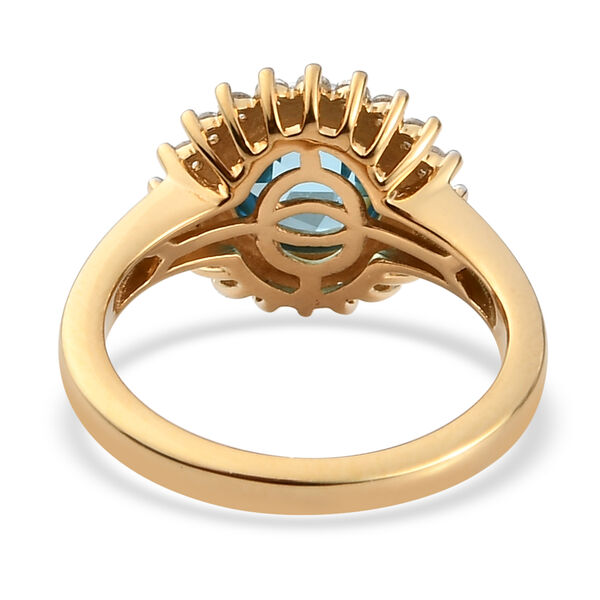 Schweizer Blautopas und Zirkon Ring 925 Silber vergoldet  ca. 2,02 ct image number 5