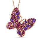 Rhodolith Granat Schmuckset 925 Silber Ros&eacute;gold Vermeil ca. 4,12 ct.