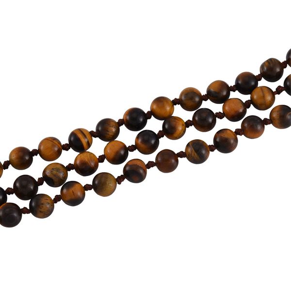 Dreilagige gelbe Tigerauge-Halskette, 150cm - 384,50 ct. image number 4