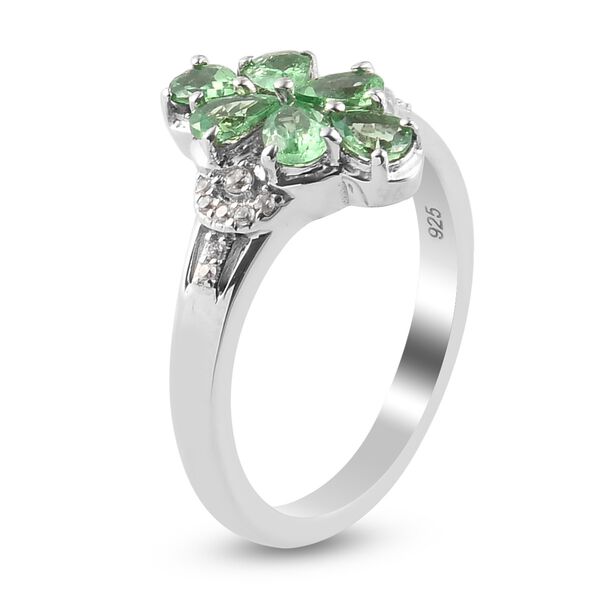 AAA Tsavorit Granat Ring 925 Silber Platin-Überzug image number 4