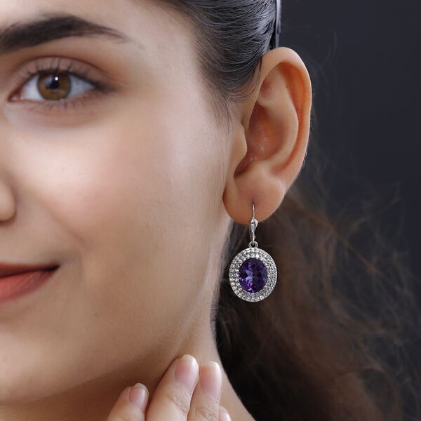 Lusaka Amethyst und Zirkon-Ohrh&auml;nger, 925 Silber platiniert ca. 10,15 ct&nbsp; image number 3