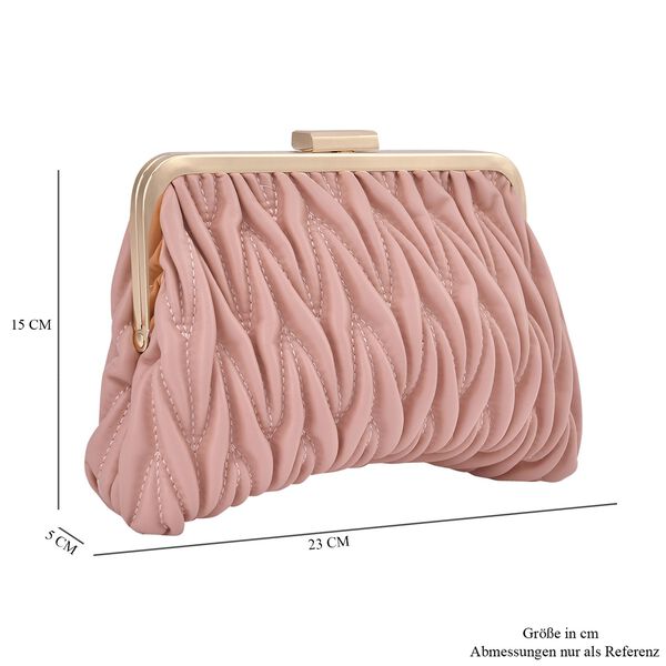 Clutch mit Metallschulterriemen in Stepp-Optik, Nude image number 6