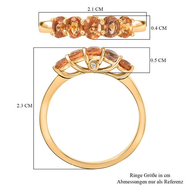 D'Joy AA Goldener Saphir, Wei&szlig;er Diamant Ring 925 Silber 750 Gelb Vergoldet (Gr&ouml;&szlig;e 19.00) ca. 1,24 ct image number 7