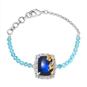 EVER TRUE AAA Labradorit, Apatit Armband ca. 19 cm Nickelfreies Messing ca. 24,30 ct.