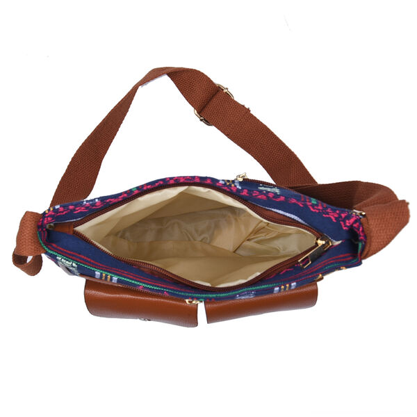 Umhängetasche mit ethnischem Muster, Größe 24x6x25 cm, Blau image number 5