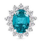 Capri-Blau Triplett Quarz und weißer Zirkon-Ring, 925 Silber platiniert  ca. 8,86 ct image number 0