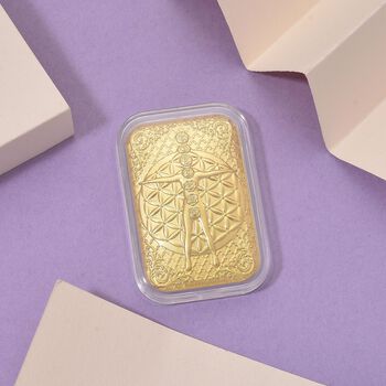 Vitruvianischer Mann mit 7 Chakren 999er Goldfolie, 10mg, 4,6x3,3cm