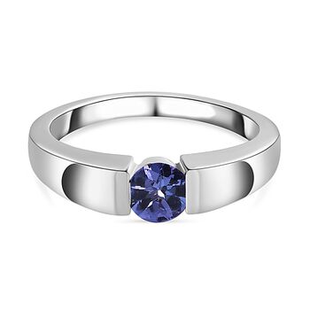 Tansanit Solit&auml;r Spannring 925 Silber rhodiniert (Gr&ouml;&szlig;e 17.00) ca. 0,50 ct