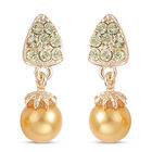 2er-Set- goldene, simulierte Perlen und Champagner-Kristall-Halskette 50 cm und Ohrringe image number 6