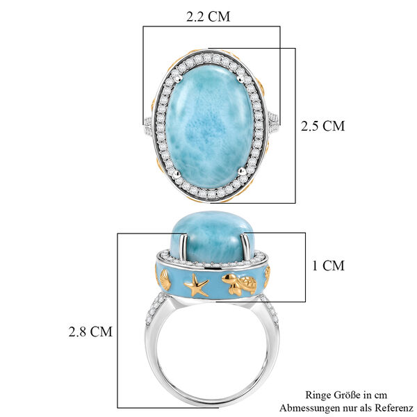 D'Joy Larimar, Wei&szlig;er Zirkon Ring 925 Silber Rhodiniert und 750 Gelbgold Vermeil (Gr&ouml;&szlig;e 18.00) ca. 14,73 ct image number 6
