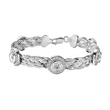 Designer-inspirierter Moissanit Armband ca. 19 cm 925 Silber rhodiniert ca. 6.87 ct