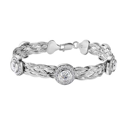 Designer-inspirierter Moissanit Armband ca. 19 cm 925 Silber rhodiniert ca. 6.87 ct