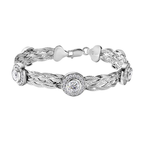 Designer-inspirierter Moissanit Armband ca. 19 cm 925 Silber rhodiniert ca. 6.87 ct image number 0