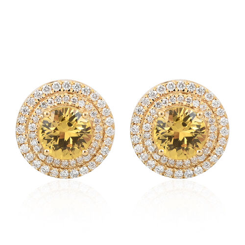 ILIANA AAA gelbe Saphir und Diamant-Halo-Ohrstecker-  2,45 ct. image number 0