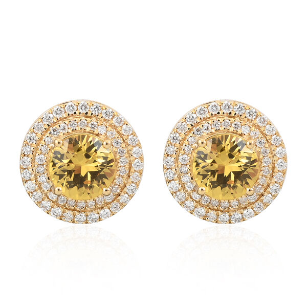 ILIANA AAA gelbe Saphir und Diamant-Halo-Ohrstecker-  2,45 ct. image number 0