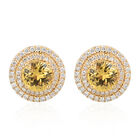 ILIANA AAA Gelbe Saphir und weiße Diamant-Ohrringe SI G-H, zertifiziert und geprüft, 750 Gelbgold ca. 2.45 ct
