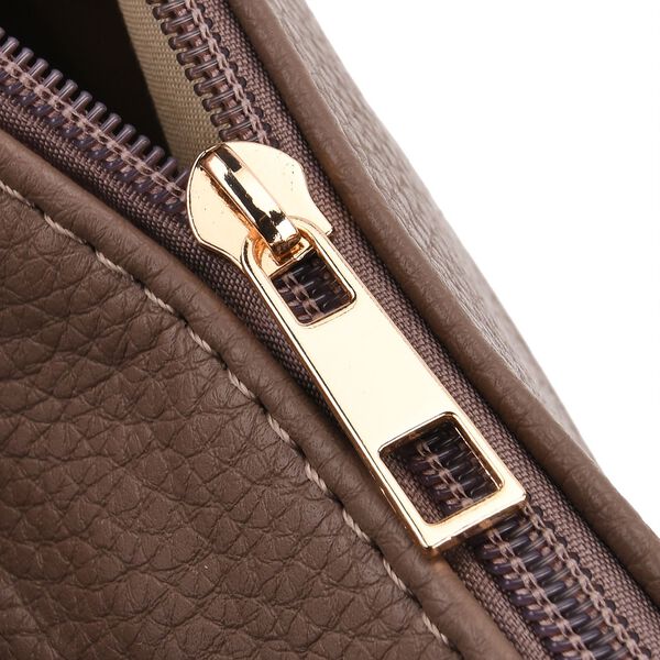 Umhängetasche aus feinem Lederimitat mit mehreren Taschen, Einheitsgröße, Kaffeebraun image number 7