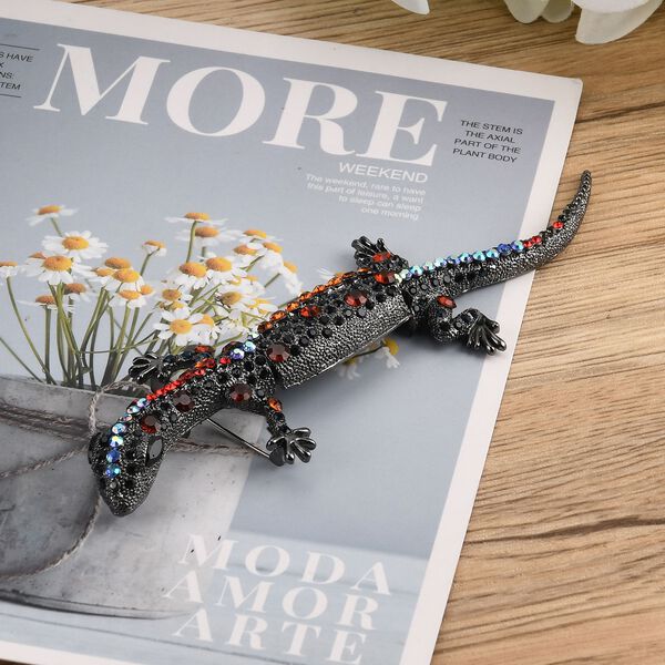 Mehrfarbiger Kristall Brosche  Schwarz image number 2