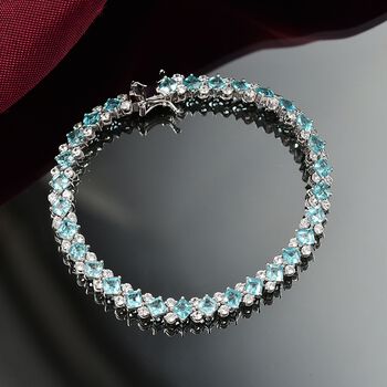 D joy AA Betroka Blauer Apatit, Wei&szlig;er Zirkon Armband ca. 19 cm 925 Silber rhodiniert ca. 14,88 ct.