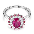 D'Joy Ilakaka Rosa Saphir (Fissure gefüllt), Weißer Zirkon Ring 925 Silber rhodiniert (Größe 19.00) ca. 2,85 ct