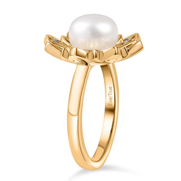 S&uuml;&szlig;wasser Perle (ca. 10-10.5 mm), Wei&szlig;er Zirkon Ring Nickelfreies Messing (Gr&ouml;&szlig;e 17.00) image number 5