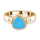 AAA Sleeping Beauty Türkis, Moissanit Ring, 925 Silber, 750 Gelbgold Vermeil (Größe 19.00) ca. 1.36 ct