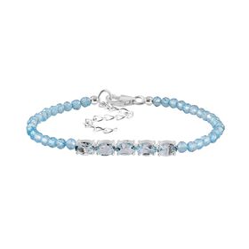 Himmelblauer Topas, Mehrfarbig Edelsteine Armband ca. 16.5 cm 925 Silber ca. 12,12 ct.
