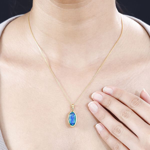 Pfau Quarz Triplette Anhänger 925 Silber 750 Gelbgold Vermeil ca. 5.12 ct image number 3