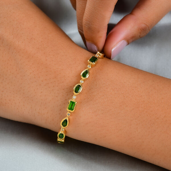 Nat&uuml;rliches Chromdiopsid und Zirkon-Armband, 20 cm - 6,10 ct. image number 3