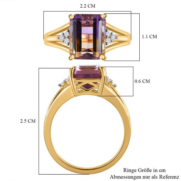 AAA Ametrin, wei&szlig;er Zirkon Ring, 925 Silber vergoldet, (Gr&ouml;&szlig;e 21.00) ca. 3.76 ct image number 7