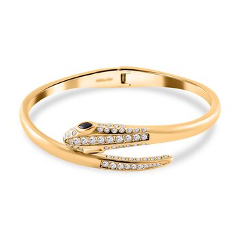 Schlangen Armreif, Wei&szlig;er Zirkonia, ca. 19 cm Reiner Edelstahl, vergoldet