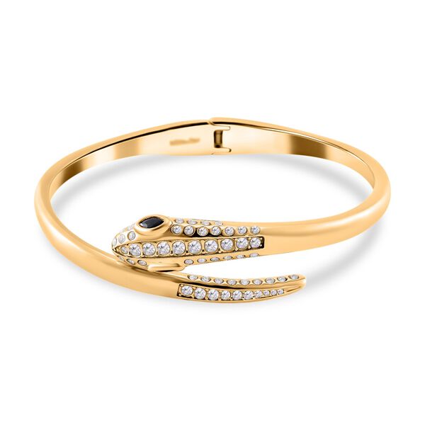 Schlangen Armreif, Wei&szlig;er Zirkonia, ca. 19 cm Reiner Edelstahl, vergoldet