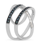 Blauer und Weißer Diamant Ring 925 Silber Platin-Überzug image number 3