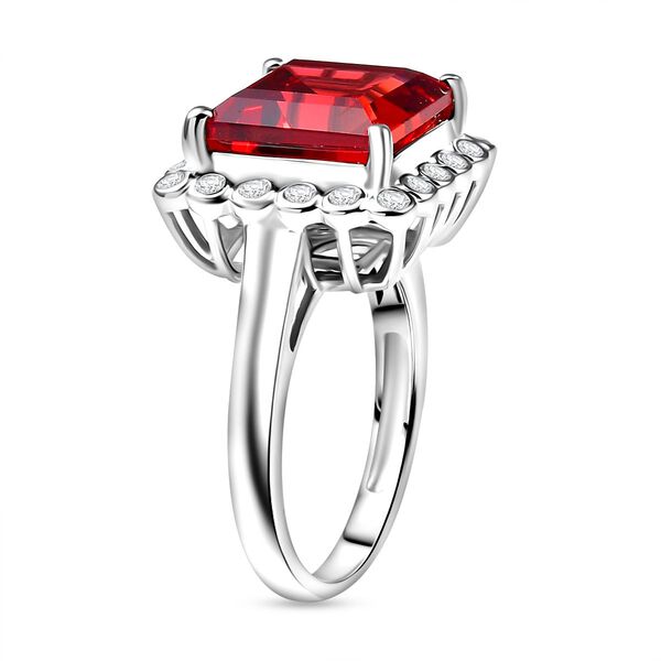 Sunset Serenity - D'joy Lab Grown Padparadscha-Saphir , Wei&szlig;er Zirkon Ring 925 Silber rhodiniert (Gr&ouml;&szlig;e 19.00) ca. 7.36 ct image number 5