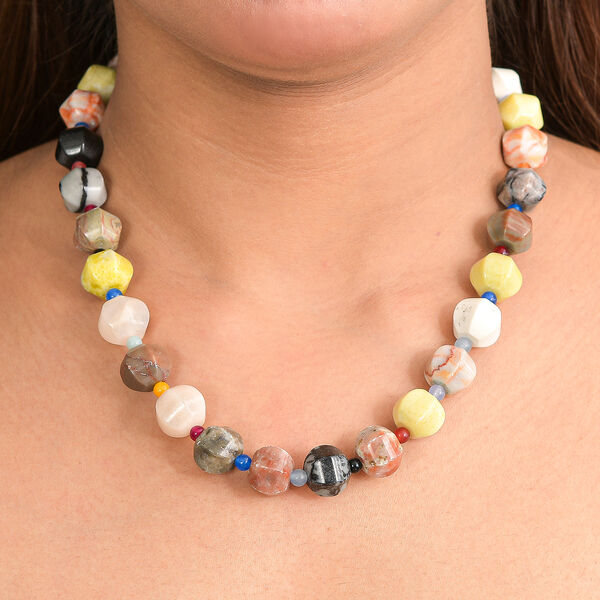 Mehrfarbiges Jaspis und Multi Edelstein 45+5cm Halskette - 430 ct. image number 3