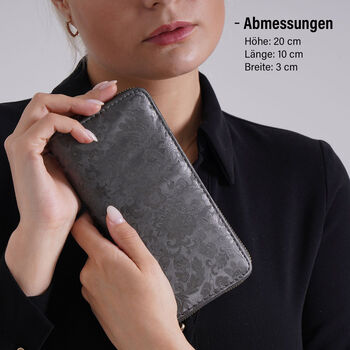 Brieftasche mit Renaissance-Pr&auml;gung und RFID-Schutz, 20x10x3 cm, Grau
