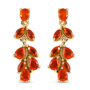 Salamanca Feueropal Ohrringe, 925 Silber vergoldet, ca. 1.21 ct