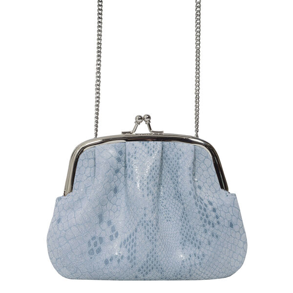 ASSOTS LONDON - Geldb&ouml;rse aus 100% echtem Leder mit abnehmbarem Schulterriemen, Schlangenmuster, Blau image number 0