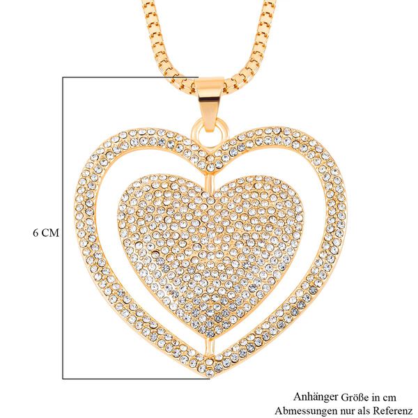 Funkelnder Kristall-Herz-Anhänger mit 73cm Kette in Goldton image number 5