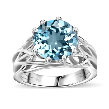 AA Himmelblauer Topas Ring, Messing, (Gr&ouml;&szlig;e 21.00), ca. 4.24 ct