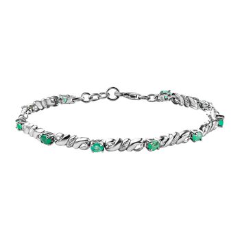 Kagem sambisches Smaragd-Armband, ca. 19 cm, 925 Silber platiniert ca. 1.29 ct