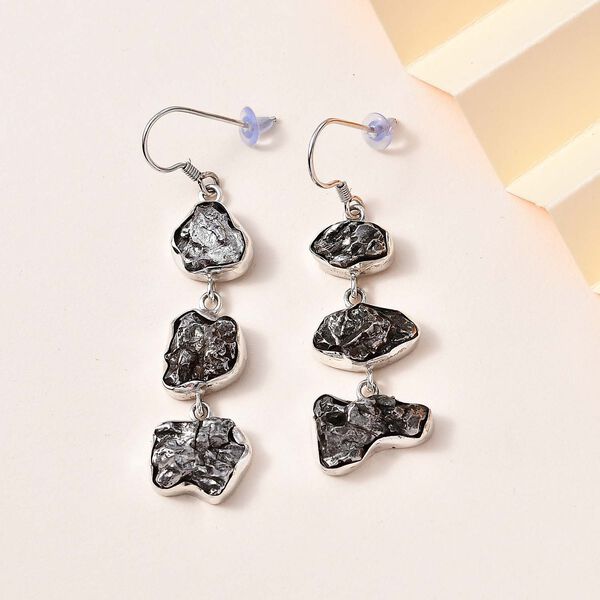 Meteorit Ohrringe, 925 Silber rhodiniert ca. 70.80 ct image number 2