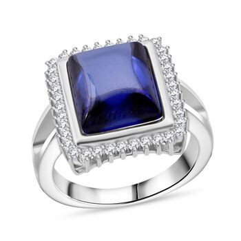 Lustro Stella Blauer Zirkonia, Wei&szlig;er Zirkonia Ring 925 Silber rhodiniert (Gr&ouml;&szlig;e 20.00)