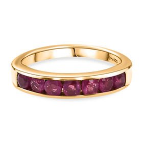 D'Joy AA Afrikanischer Rubin (Fissure gefüllt) Ring 925 Silber 750 Gelb Vergoldet (Größe 17.00) ca. 1,22 ct