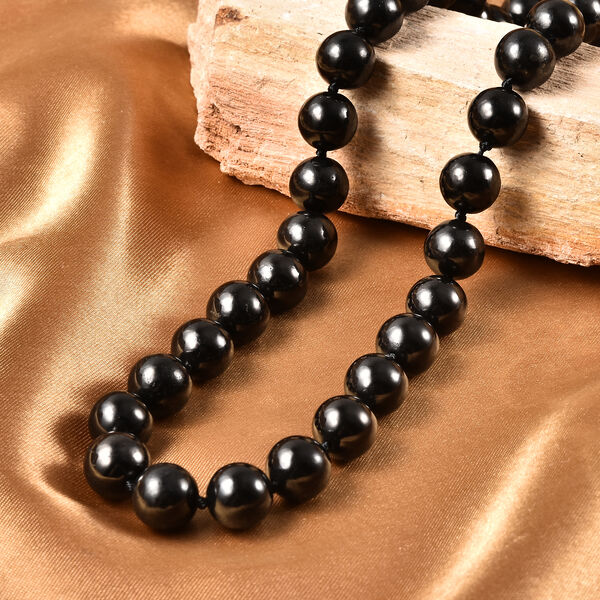 Shungit Perlen Halskette in Silber image number 2