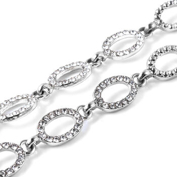 2er Set - Wei&szlig;er Kristall, Wei&szlig;e Muschelkernperle Ohrringe und Halskette ca. 50 cm + 7.5 cm Extender