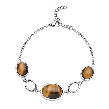 Gelbes Tigerauge-Armband, ca. 19+3.5 cm, silberfarben, ca. 20,00 ct